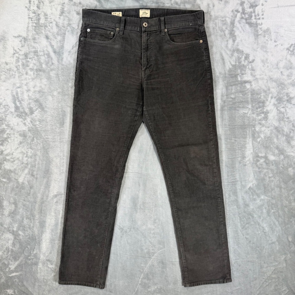 J. Crew 770 Straight Fit Corduroy Pants Men's Size 33x32 Brown Gray Stretch